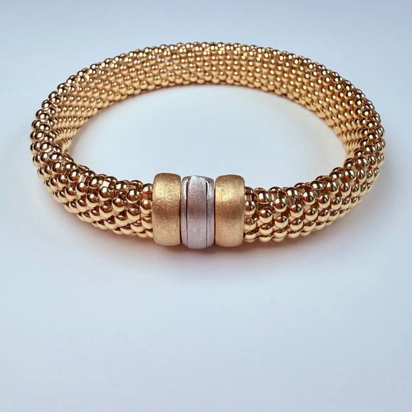 Estate 14K Solid Gold Caviar Designer H.W. Burdick Bracelet 10.5mm Vintage Italy - Picture 3 of 12
